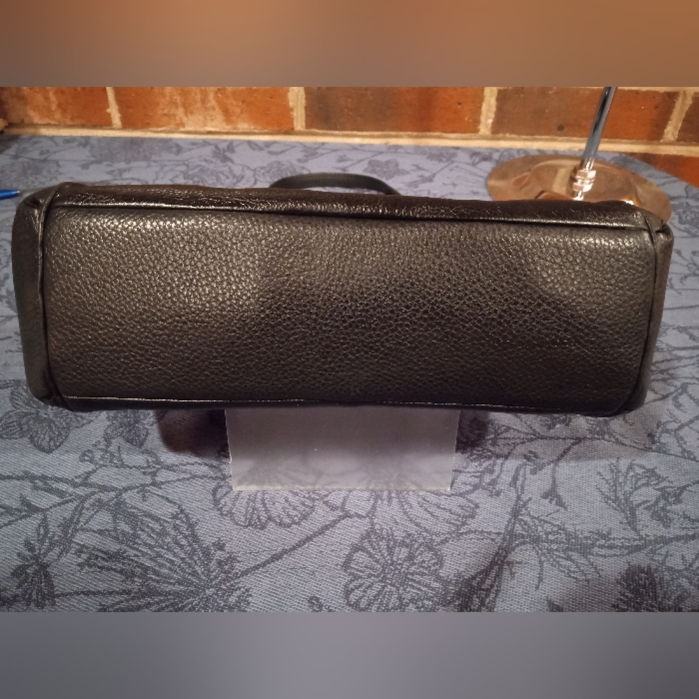 Coach Satchel Black with Navy Blue interior.  clean, excellent used condition - Picture 9 of 11